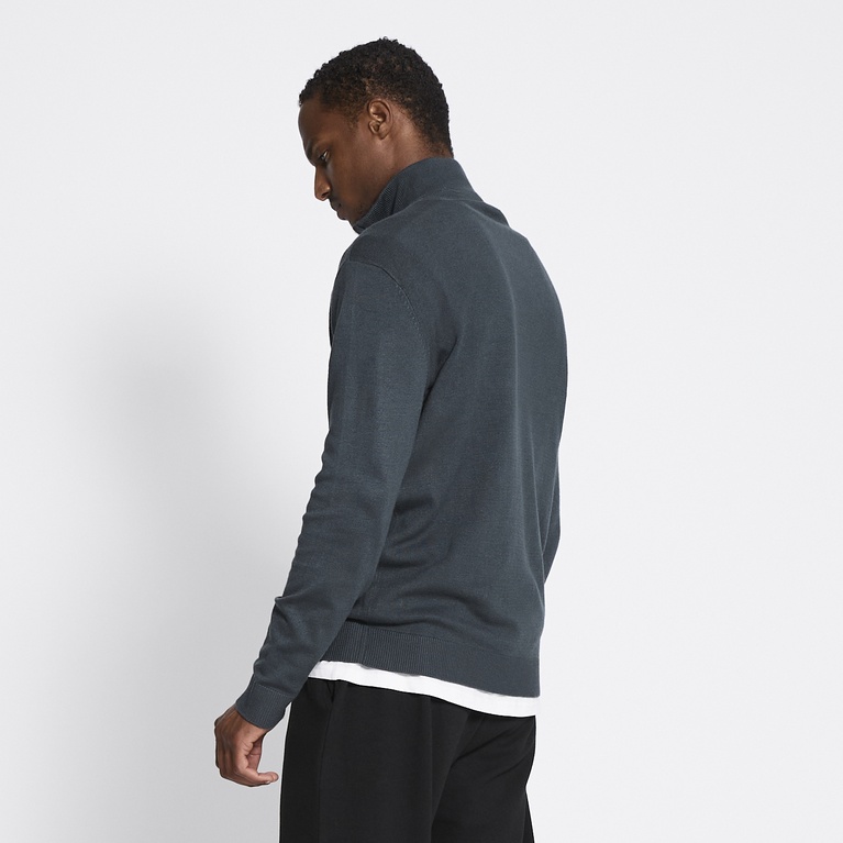 Half-zip knit sweater "Thin" Dark Green